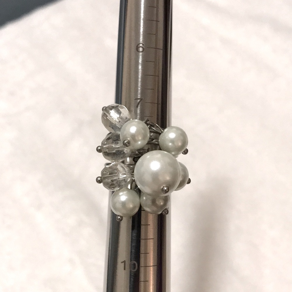 Silver Multi-Band Ring with Pearls and Faceted Beads - Picture 6 of 7